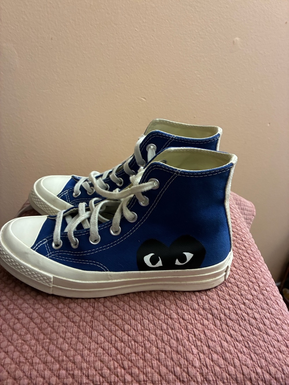 Converse Play Comme des GARSONS high-top sneakers in blue.
